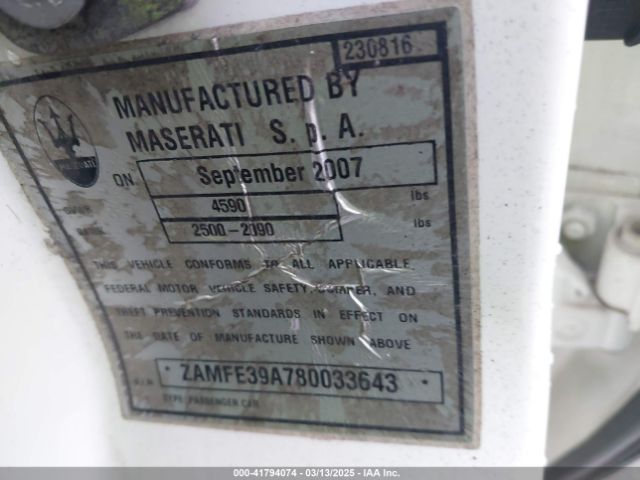 2008 MASERATI QUATTROPORTE ZAMFE39A780033643 Photo 8