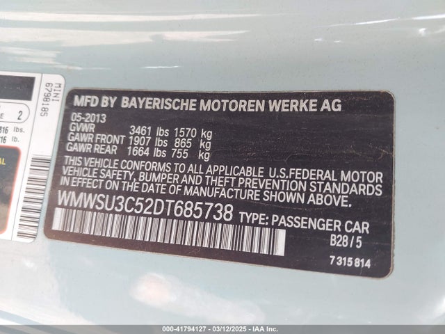 2013 MINI HARDTOP WMWSU3C52DT685738 Photo 8