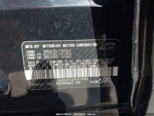 2017 MITSUBISHI LANCER JA32U2FU2HU016366 Photo 8