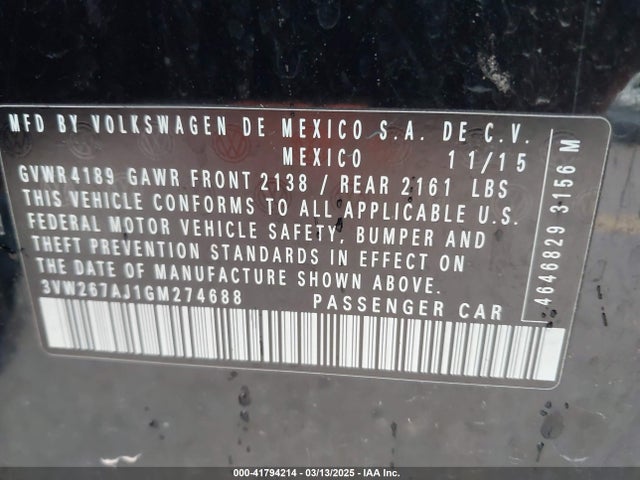 3VW267AJ1GM274688 Volkswagen 1.4t