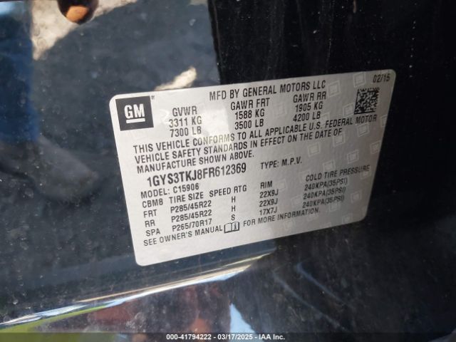 1GYS3TKJ8FR612369 Cadillac Escalade Esv Premium