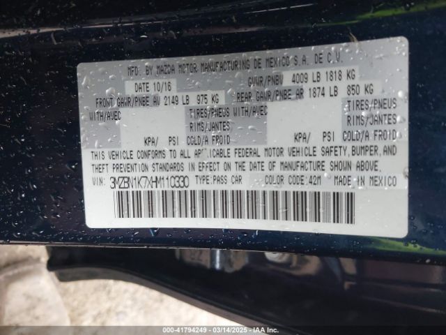 3MZBN1K7XHM110330 Mazda Mazda3 Sport