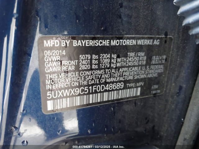 5UXWX9C51F0D48689 BMW X3 Xdrive28i