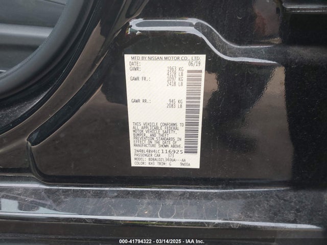 1N4BL4BV4LC116925 Nissan Altima S Fwd