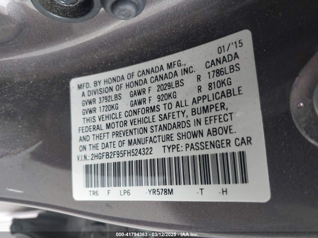 Honda Civic Ex-l 2015 2HGFB2F95FH524322 Image 9