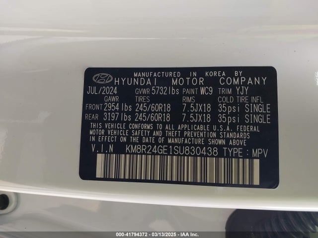 KM8R24GE1SU830438 Hyundai Palisade Sel