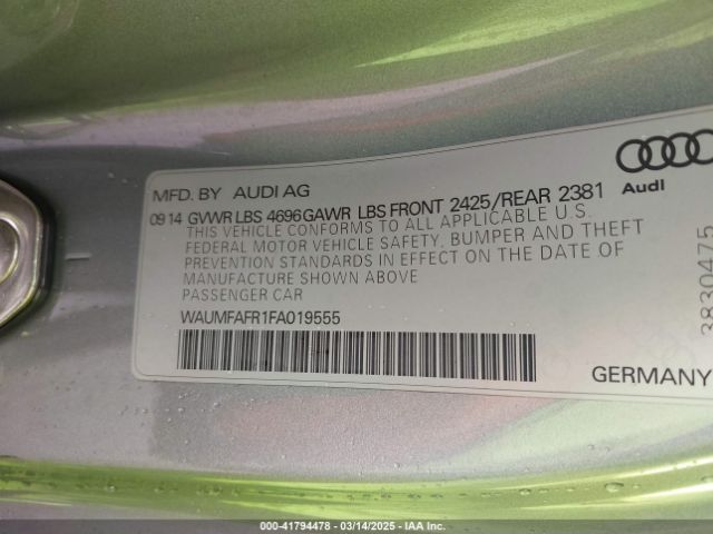 WAUMFAFR1FA019555 Audi A5 2.0t Premium