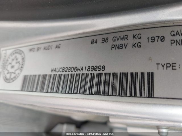1998 AUDI A4 WAUCB28D6WA189098 Photo 8