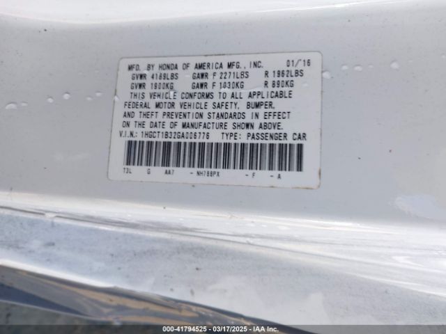 1HGCT1B32GA006776 Honda Accord Lx-s