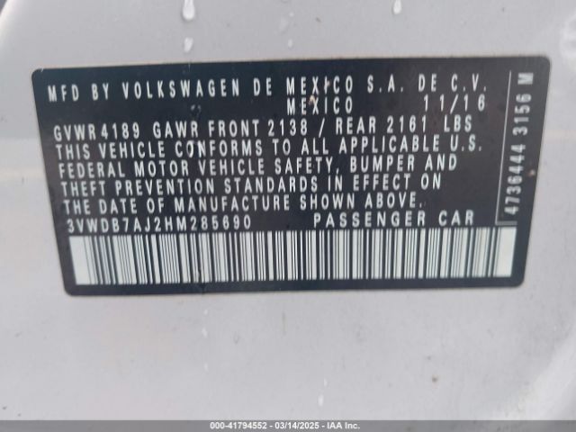 3VWDB7AJ2HM285690 Volkswagen 1.4 tsi