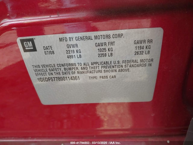 2009 CADILLAC CTS 1G6DF577890114361 Photo 8