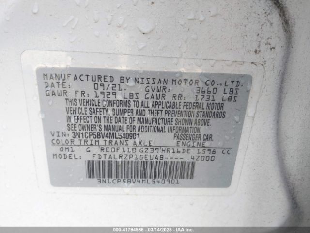 2021 NISSAN KICKS 3N1CP5BV4ML540901 Photo 8