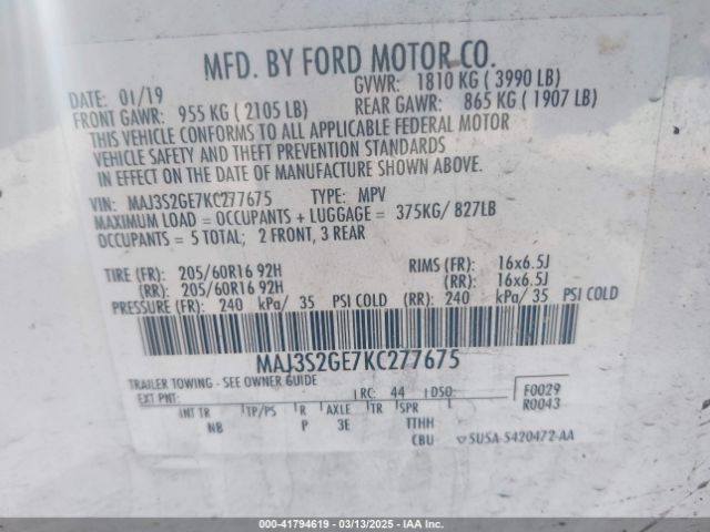 2019 FORD ECOSPORT MAJ3S2GE7KC277675 Photo 8
