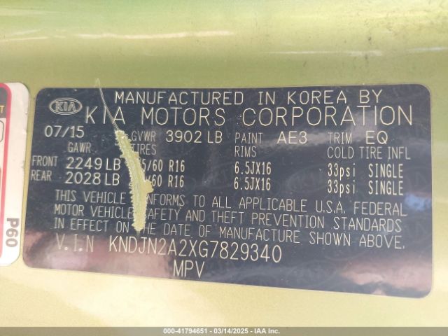 KNDJN2A2XG7829340 KIA Soul