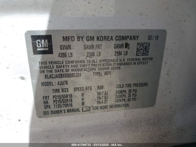 KL4CJASBXKB885324 Buick Encore Fwd Preferred