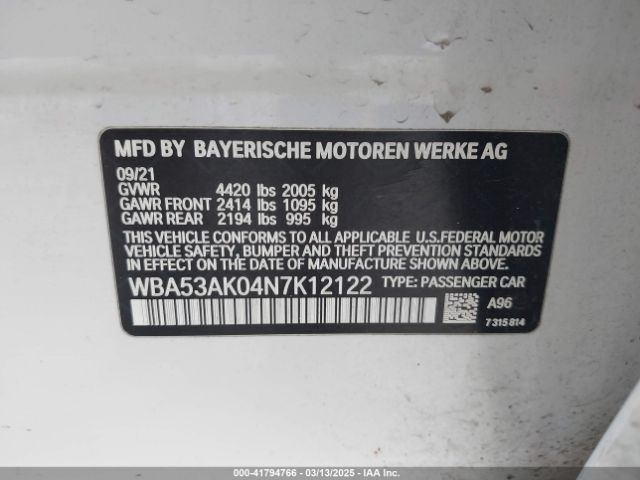 WBA53AK04N7K12122 BMW 228 Gran Coupe I Sdrive