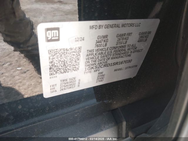 1GKS2CRD1SR167030 GMC Yukon 4wd At4