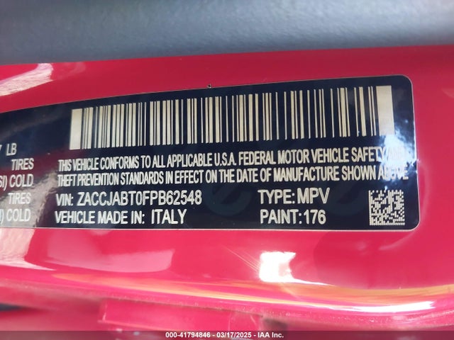 ZACCJABT0FPB62548 Jeep Renegade Latitude