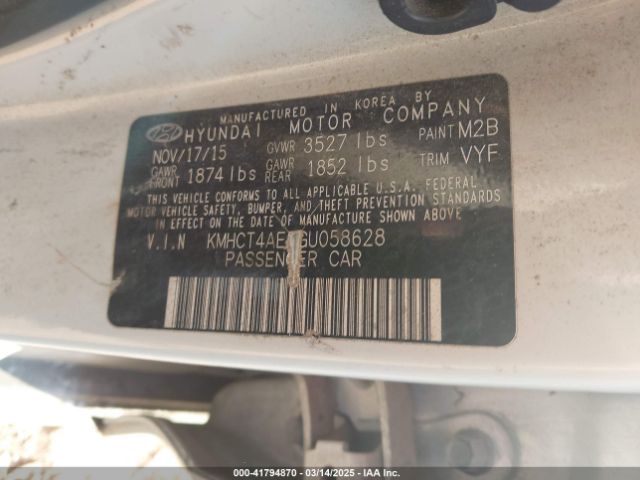 KMHCT4AE9GU058628 Hyundai ACCENT SE