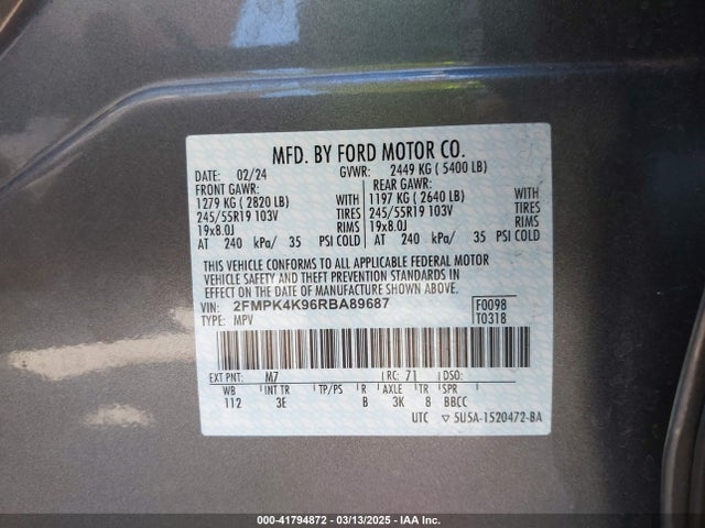 Ford Edge Titanium 2024 2FMPK4K96RBA89687 Image 9