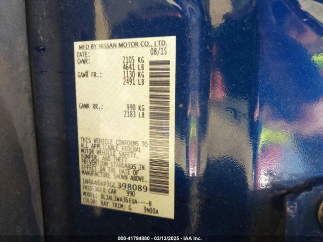 1N4AA6AP3GC398089 Nissan Maxima 3.5 Sr