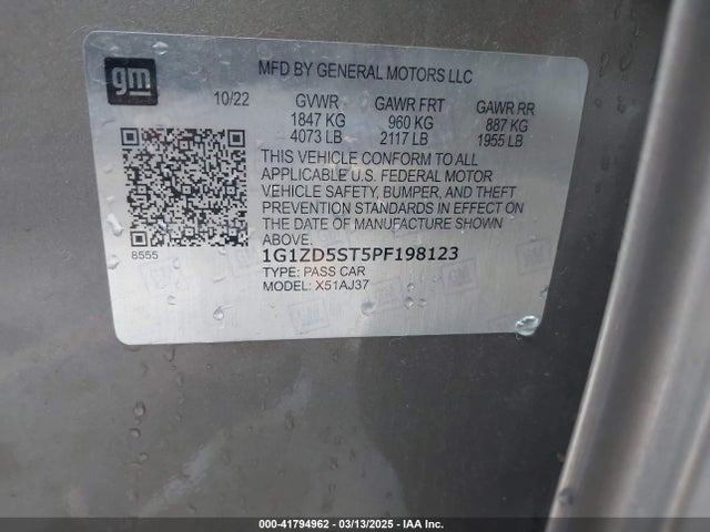 1G1ZD5ST5PF198123 Chevrolet Malibu Fwd 1lt