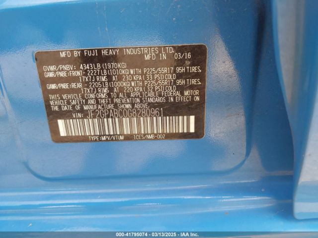 JF2GPABC0G8280961 Subaru Crosstrek 2.0i Premium