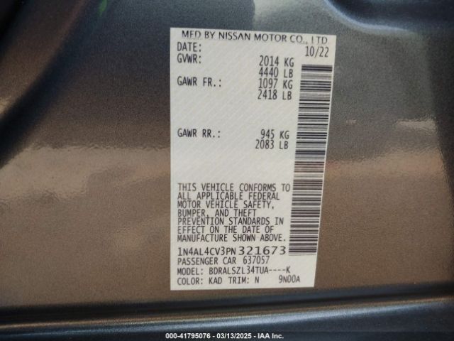 1N4AL4CV3PN321673 Nissan Altima Sr Vc-turbo Fwd