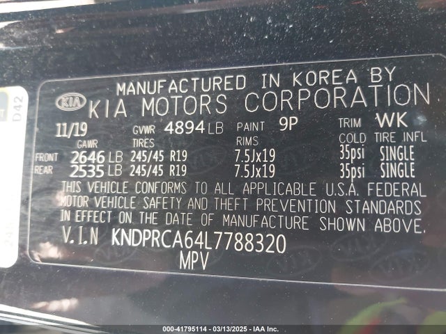 KNDPRCA64L7788320 KIA Sportage Sx Turbo
