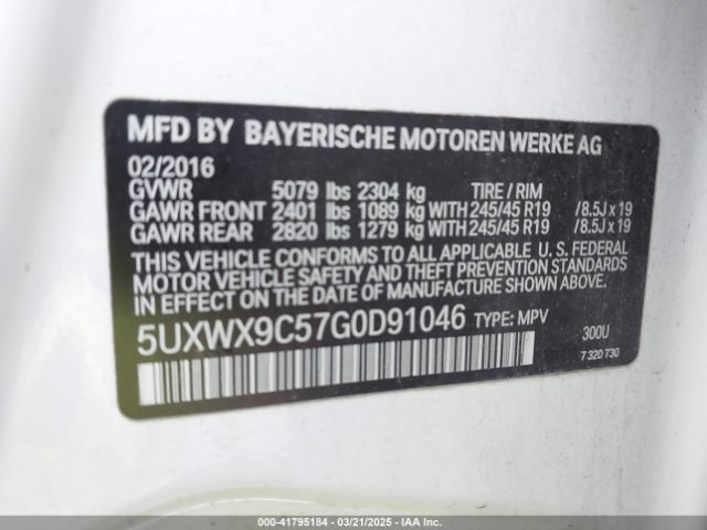 5UXWX9C57G0D91046 BMW X3 Xdrive28i