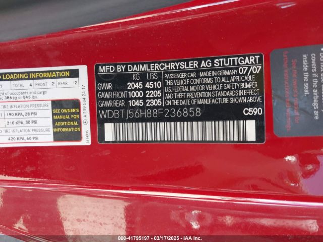 2008 MERCEDES-BENZ CLK 350 WDBTJ56H88F236858 Photo 8