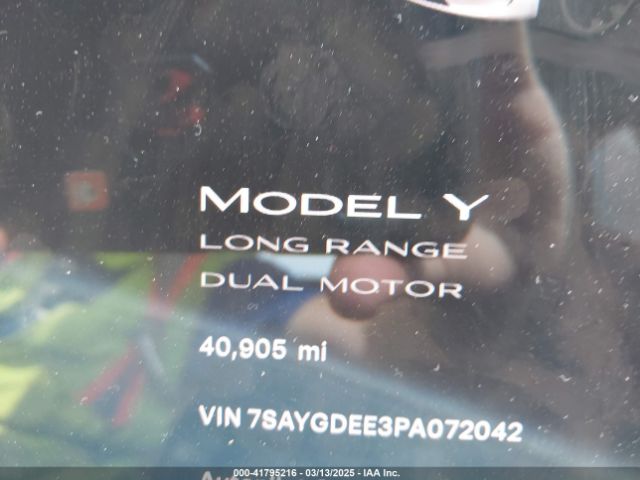 7SAYGDEE3PA072042 Tesla Model Y Awd/long Range Dual Motor All-wheel Drive
