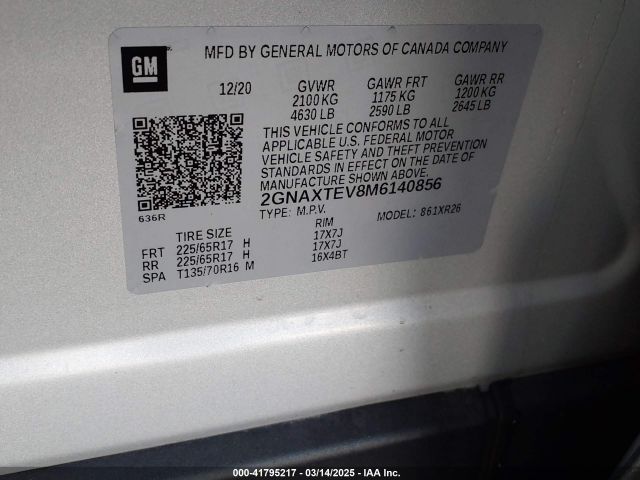2GNAXTEV8M6140856 Chevrolet Equinox Awd 2fl