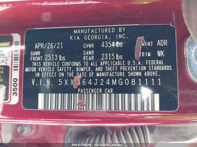 5XXG64J24MG081111 KIA t-gdi gamma ii
