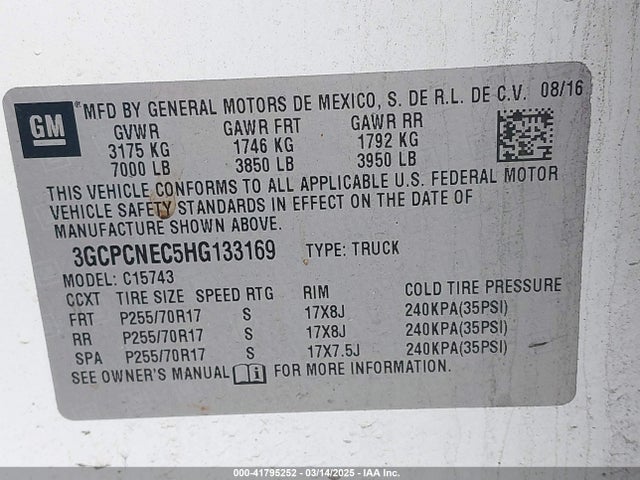 3GCPCNEC5HG133169 Chevrolet Silverado 1500 Wt