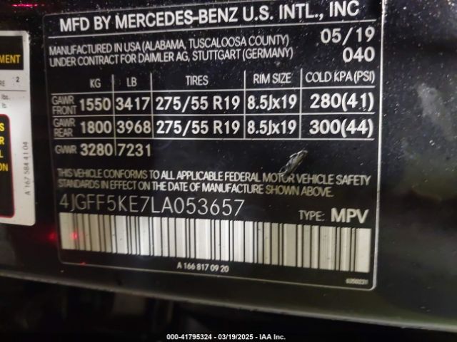 4JGFF5KE7LA053657 Mercedes-Benz Gls 450 4matic