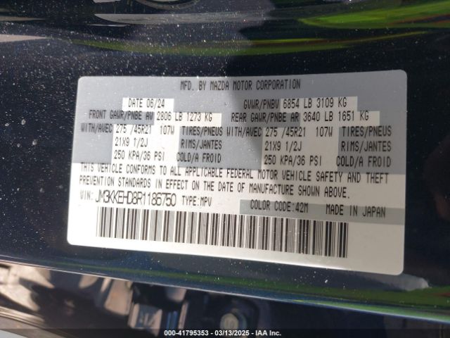 JM3KKEHD8R1186750 Mazda Cx-90 3.3 Turbo Premium Plus