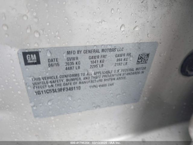 1G11C5SL9FF349110 Chevrolet MALIBU 1LT