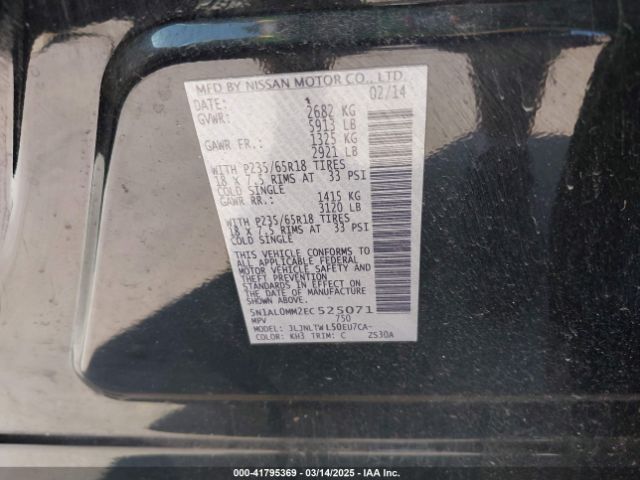 5N1AL0MM2EC525071 Infiniti QX60