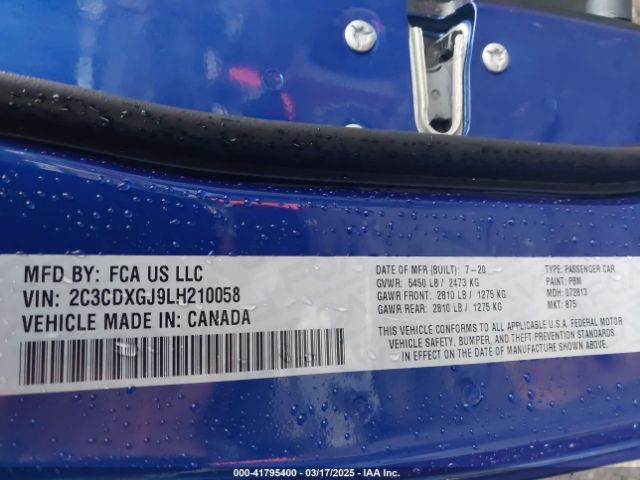 2C3CDXGJ9LH210058 Dodge Charger Scat Pack Widebody Rwd