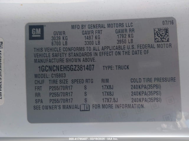 1GCNCNEH5GZ381407 Chevrolet Silverado 1500 Wt