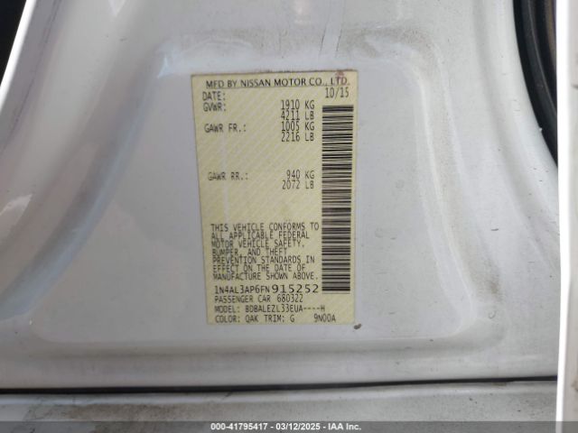 1N4AL3AP6FN915252 Nissan Altima 2.5 S