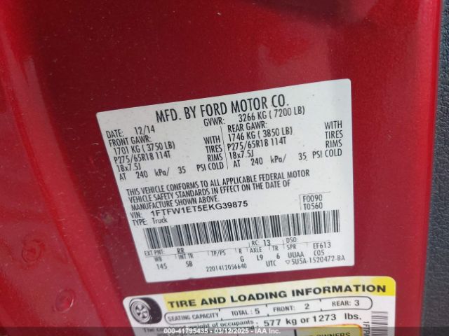 1FTFW1ET5EKG39875 Ford F-150 Fx4