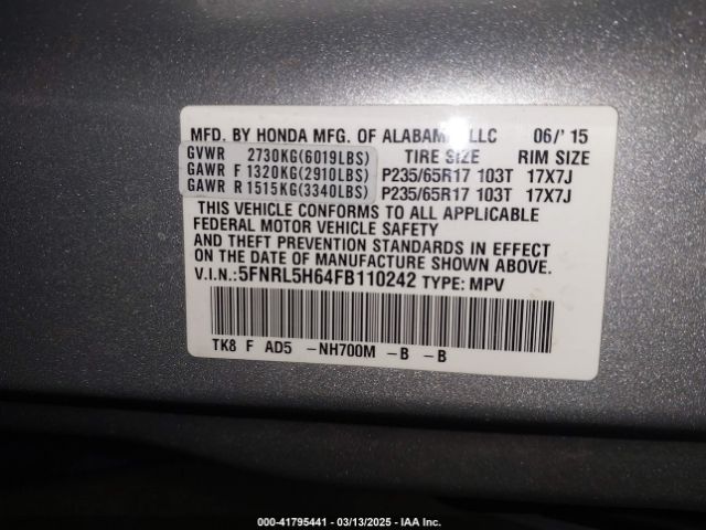 5FNRL5H64FB110242 Honda j35z8