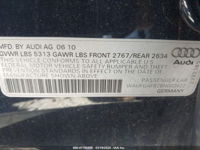 2011 AUDI A6 WAUFGAFB2BN002422 Photo 8