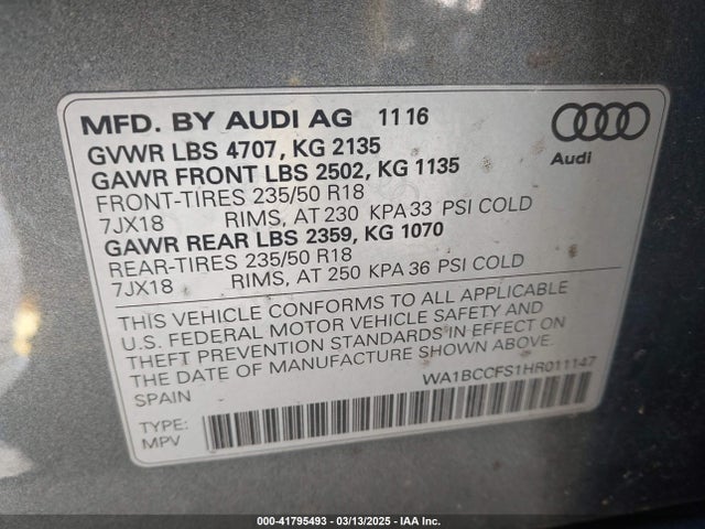 2017 AUDI Q3 WA1BCCFS1HR011147 Photo 8