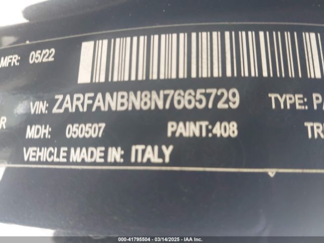 ZARFANBN8N7665729 Alfa Romeo Giulia Veloce Awd