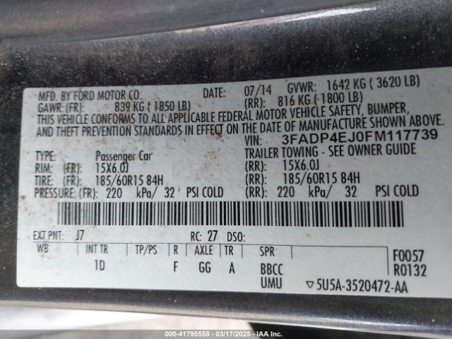3FADP4EJ0FM117739 Ford FIESTA SE