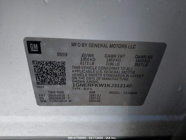 1GNERFKW1KJ312140 Chevrolet Traverse Ls