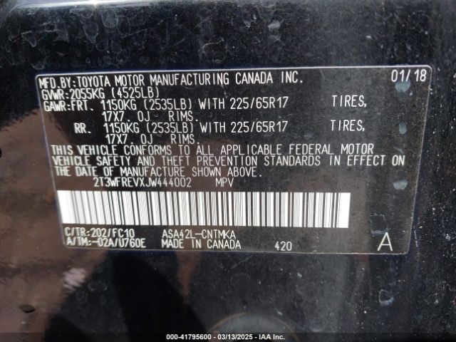2T3WFREVXJW444002 Toyota Rav4 Xle